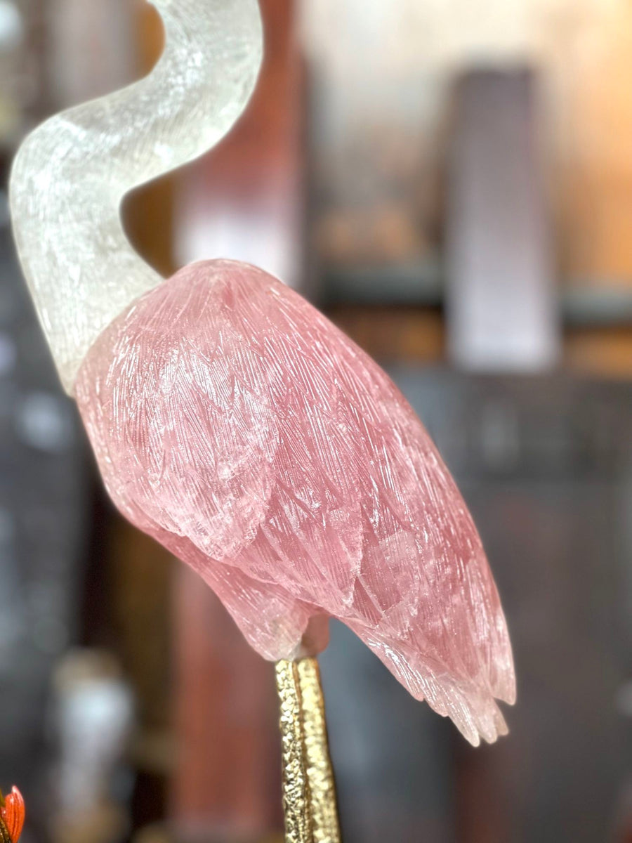 CONTEMPORARY ROCK CRYSTAL BIRD ON A QUARTZ BASE – MAISON NURITA