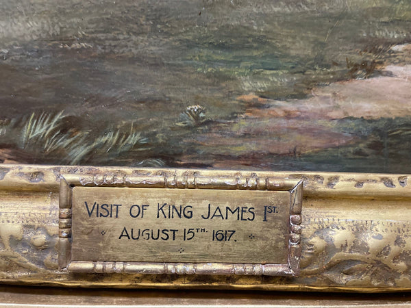 18th C. Painting on Canvas of King James I Visit to Hoghton Tower