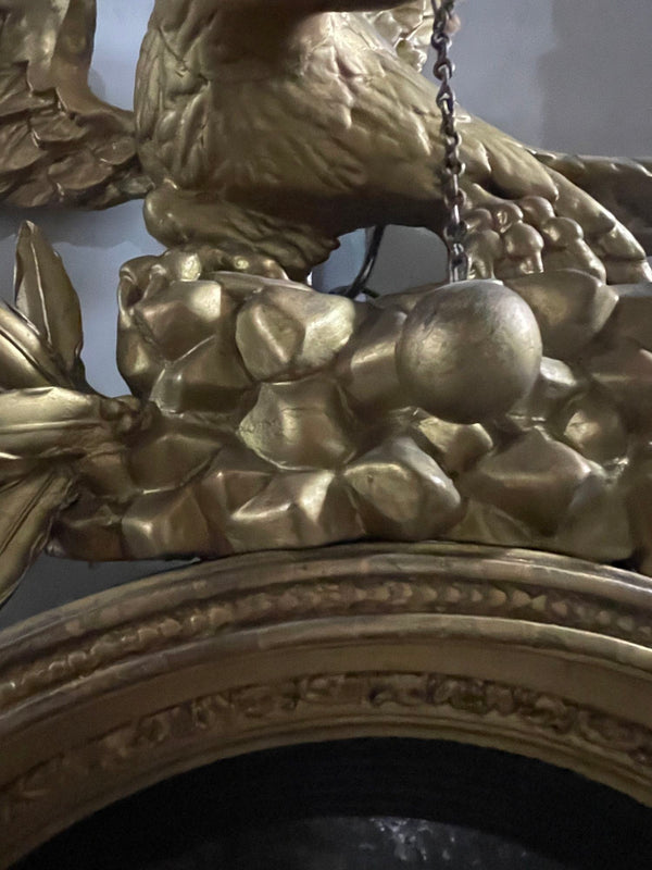19th Century Federal Eagle Bullseye Mirror with Carved Giltwood and Foliate