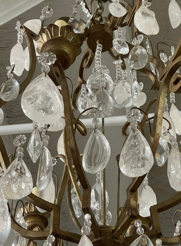 20th Century Italian Rock Crystal Chandelier with Eight Lights