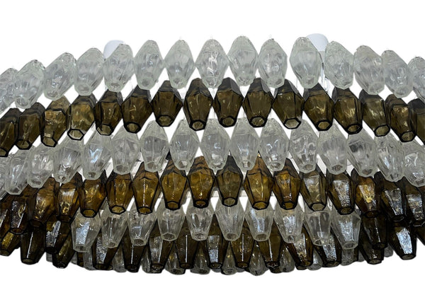 Grey & Crystal Murano Glass Poliedri Chandelier. Italy, 1980's.