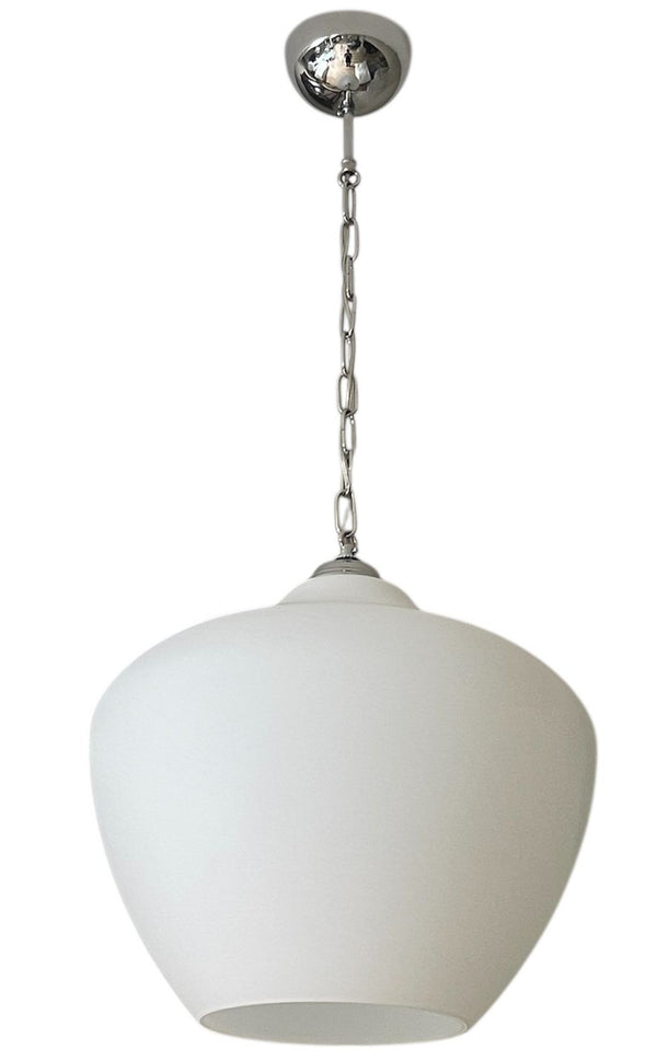 Set of Six Italian Murano Milky White Glass Pendants, 1980's.