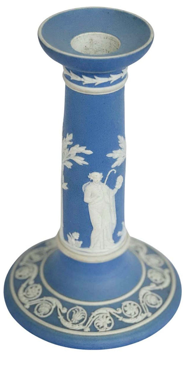 Pair of Light Blue Jasperware Wedgwood Candlesticks, c. 1920's