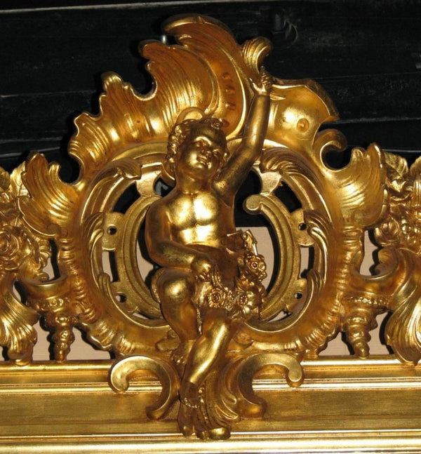 Large French 19th Century Rococo Giltwood Mirror with Sevres Porcelain Plaques