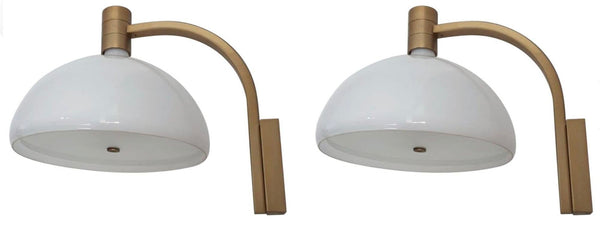 Set of Six Mid-Century Sconces with Opaline White Glass by Sirrah. Italy, 1960's