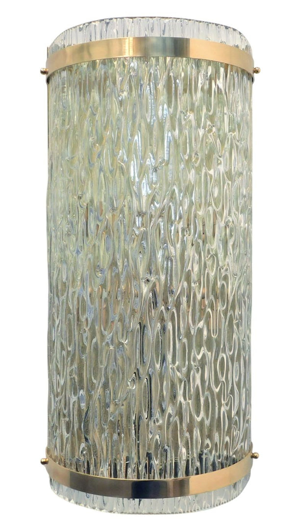 Set of Eight Cascata Sconces with Clear Murano Glass. Italy, 1980's.