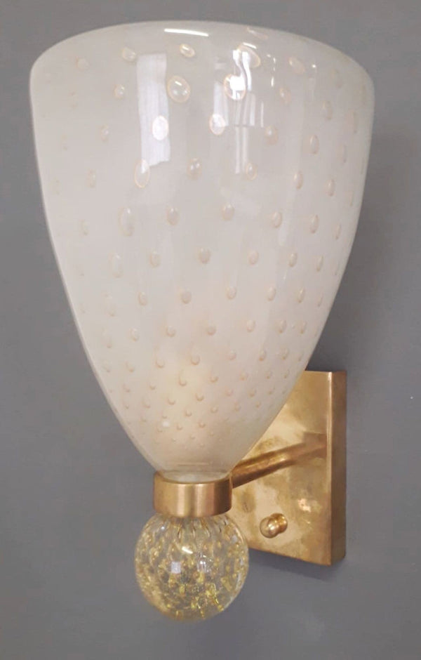 Pair of Bollicine Murano Glass Coppa Sconces. Italy,1970's.