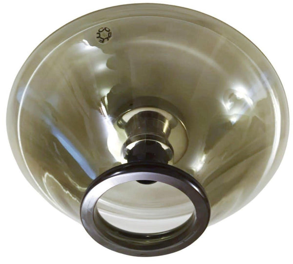 Pair of Flush Mounts or Sconces w/ Smoky Murano Glass by Leucos. Italy, 1960's.