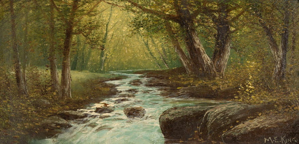 20th Century American River Landscape, Oil on Canvas by Mary Elizabeth King.