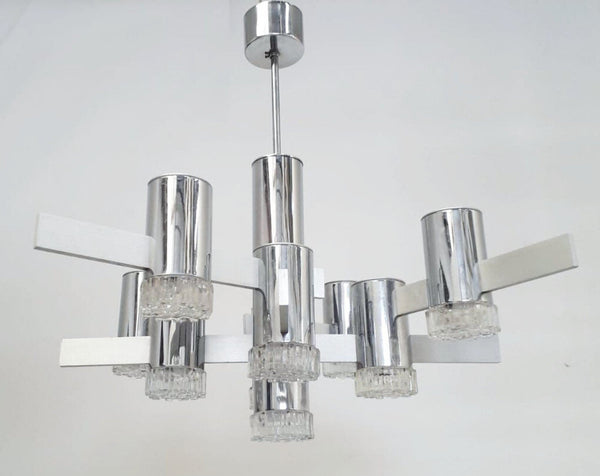 Geometric Chandelier by Gaetano Sciolari, Italy, 1970's.