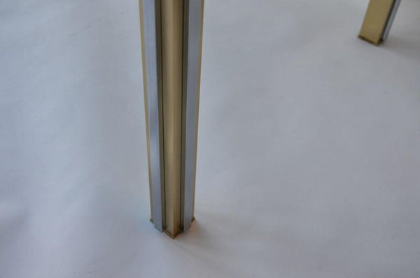 Maison Jansen Style Brass & Chrome Coffee Table with Glass Top. France, 1970's.