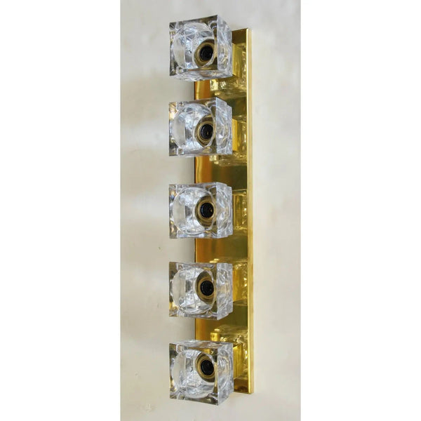 Set of Four Sconces with Sciolari Murano Glass Cubes Italy, 1960's.
