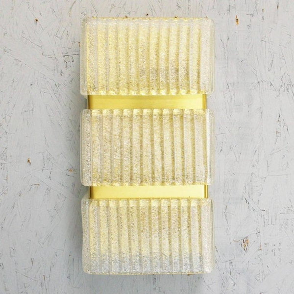 Set of Four Sconces w/ Clear Murano Glass by Mazzega, 1960s