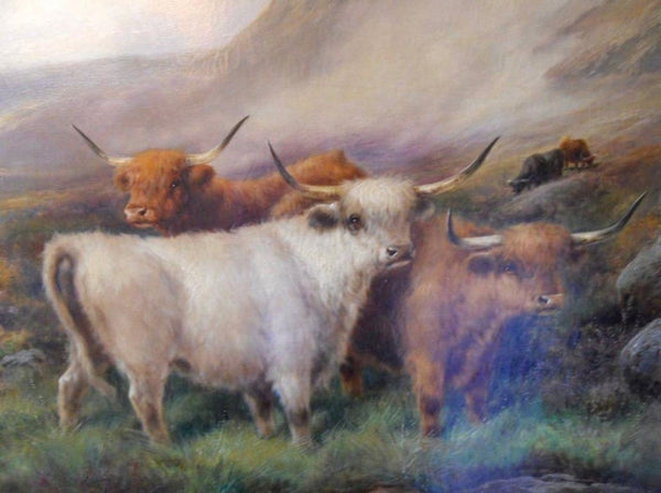 "Morning in the Highland" by John Morris, Signed Oil on Canvas, USA, 1890's.