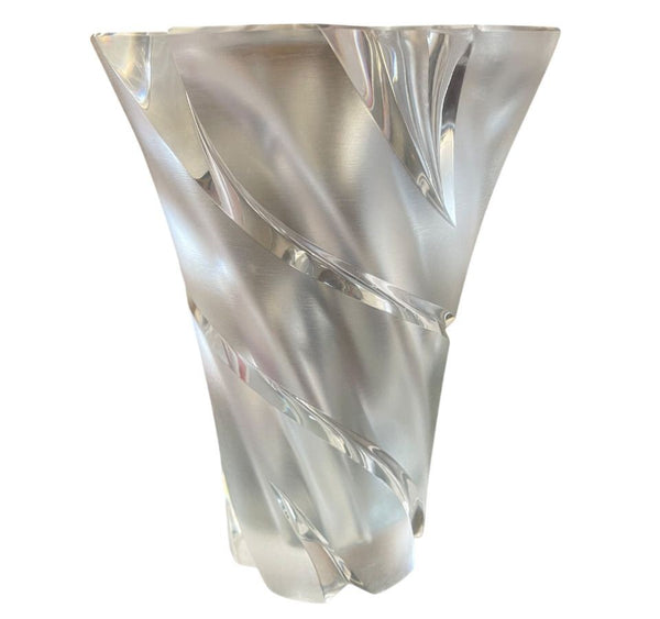 Lalique "Narcisse" Swirl Glass Vase, Signed. France, 1970's.