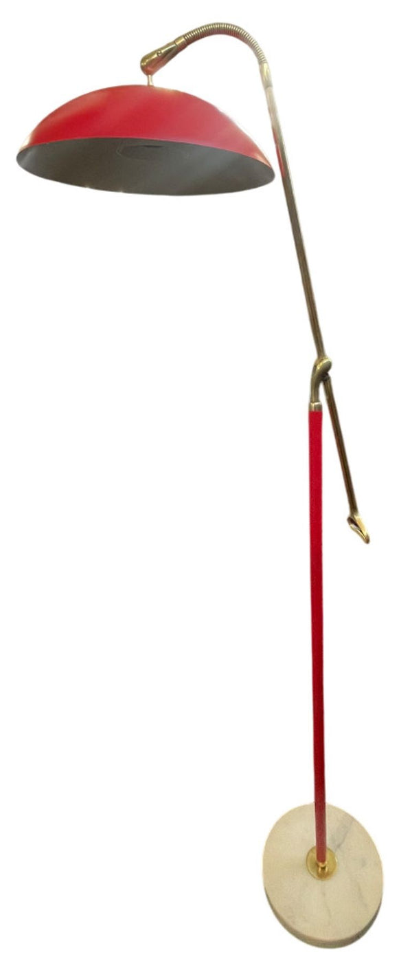 Italian Stilnovo Counterbalance Floor Lamp with Stamped Marble Base, Circa 1960.