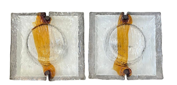 Three Large "Quilt" Sconces/Flush Mount by Toni Zuccheri for Venini, Italy 1960s