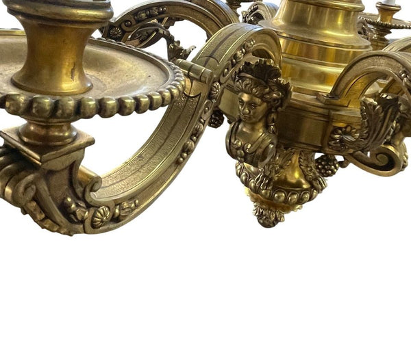 Louis XV "Mazarin" Solid Bronze Chandelier, Late 19th Century, France