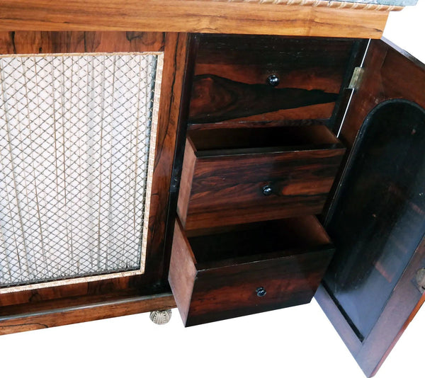19th Century English Regency Rosewood Credenza Sideboard with Marble Top