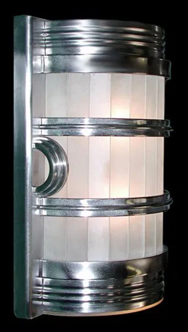 Pair of Impressive Art Deco Sconces with Frosted Glass and Metal. U.S.A. 1930's.