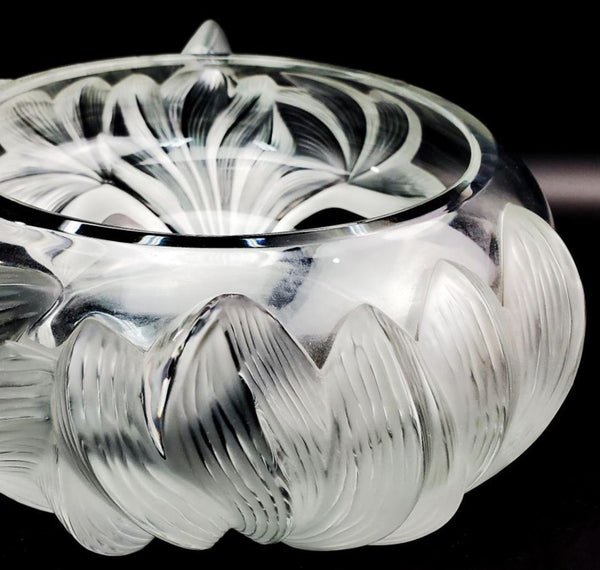 Lalique Pivoine Frosted Glass Centerpiece Bowl