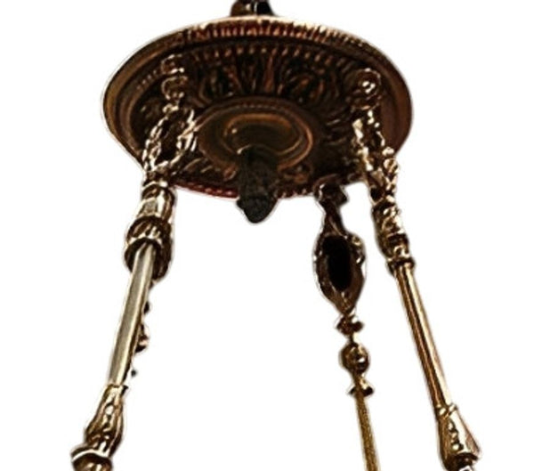 Pair of Justice Chandelier – Early 20th C. Beaux-Arts Bronze & Alabaster Fixture