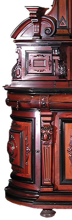 Antique American Renaissance Walnut Sideboard with Lacquer & Mirror, c. 1870.