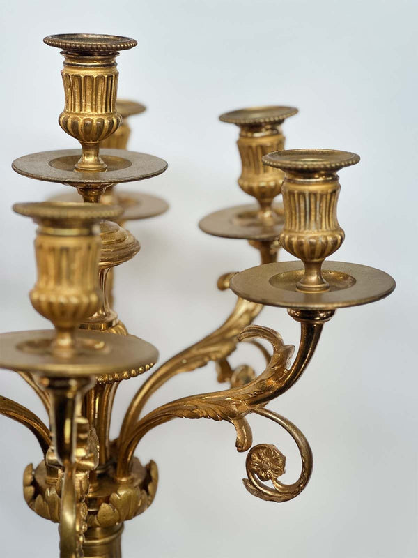 Pair of French Late 19th Century Bronze D'ore Candelabras