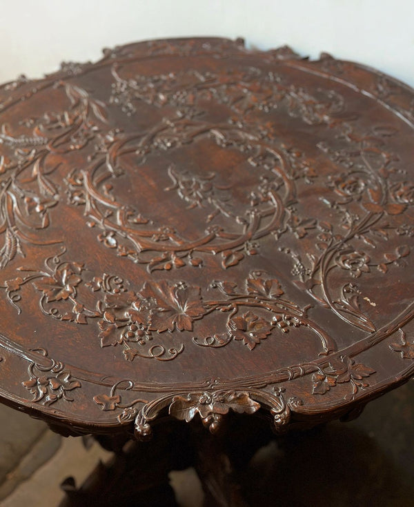 French 19th Century Carved Walnut Center Table