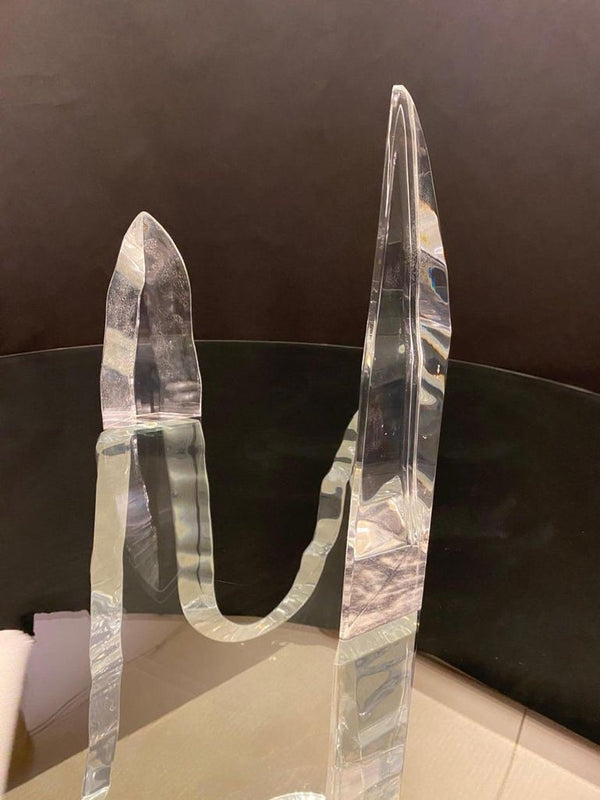 Stunning Signed Lion in Frost "Iceberg" Acrylic Dining Table, U.S.A. 1970's.