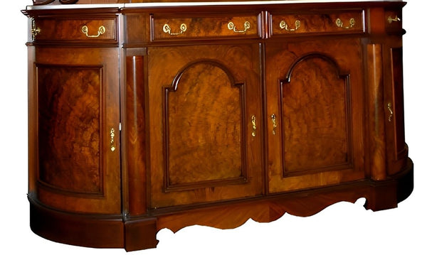19th Century American Victorian Walnut & Burl Sideboard with Marble Top