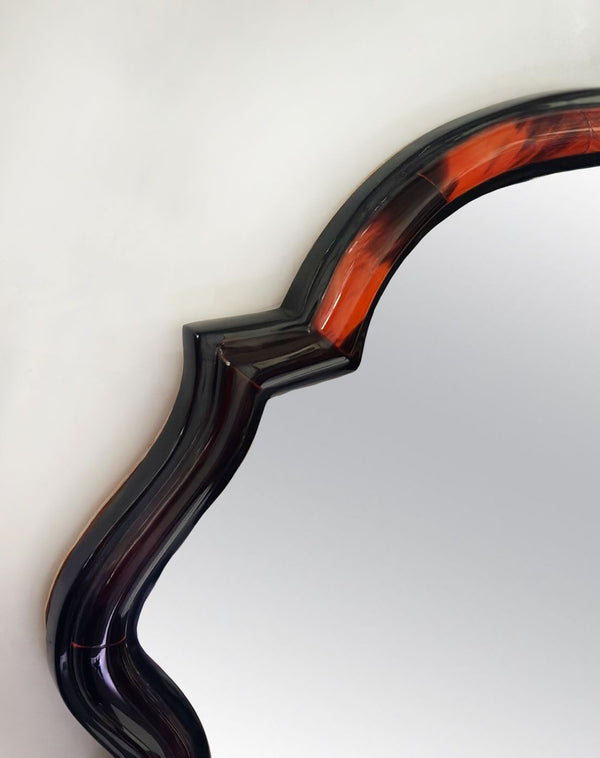 Pair of Chippendale Style Red Horn & Resin Wall Mirrors. U.S.A. 1980's.