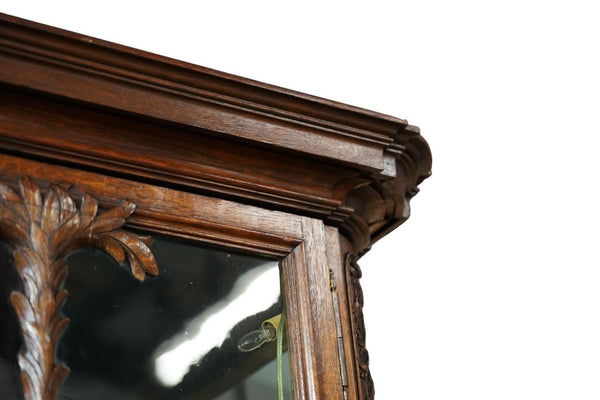 Late 19th Century French Oak Display Cabinet with Ribbon & Garland Glazing