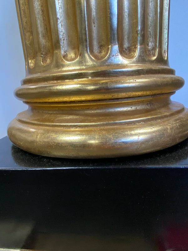 Italian 19th Century Wood Pedestal with Bronze Candelabra of Cherubs and Wyvern