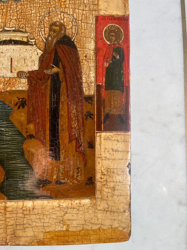 19th C. Russian Icon Depicting St. Zossima & St. Savaati of Solovetsk