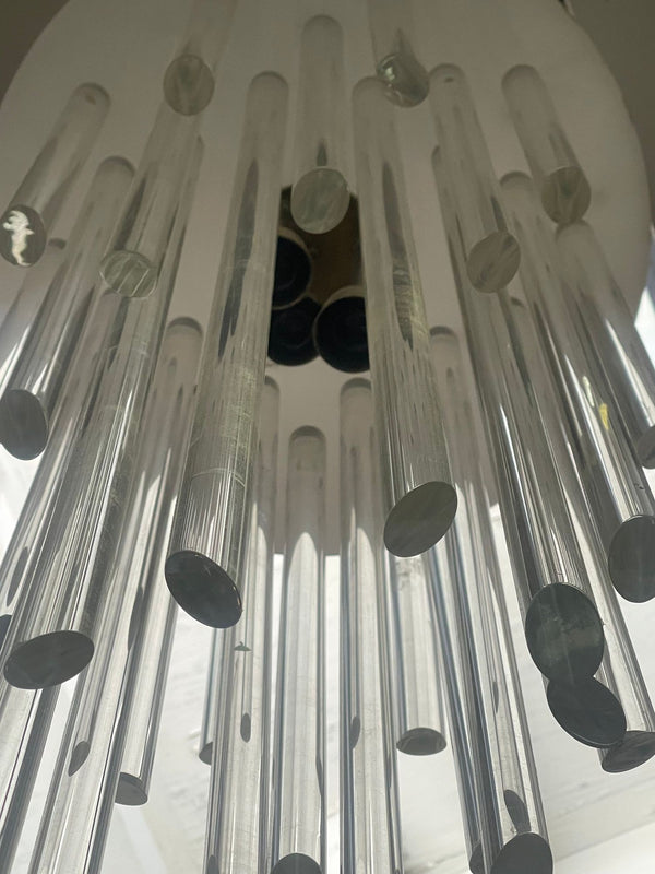 Waterfall Style Flush Mount Chandelier with Acrylic Rods. U.S.A. 1980's.