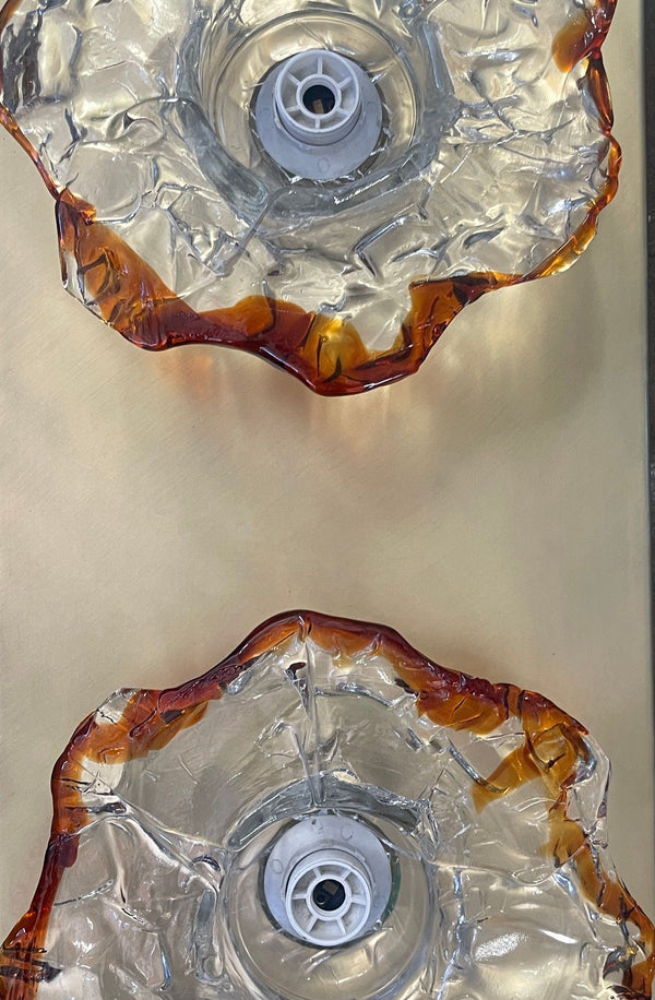 Unique Pair of Murano Glass Flower Sconces Designed by Mazzega, Italy, 1970's.