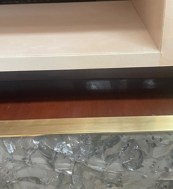 Luxurious Pair Modern Nightstands in Parchment & Crackled Resin. U.S.A. 21st C.