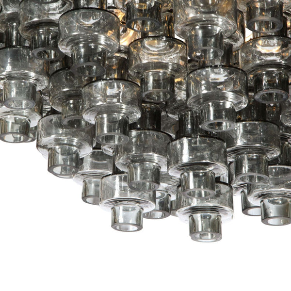 Modernist Murano Smoked Grey Manubri Glass Chandelier. Italy, 21st Century.