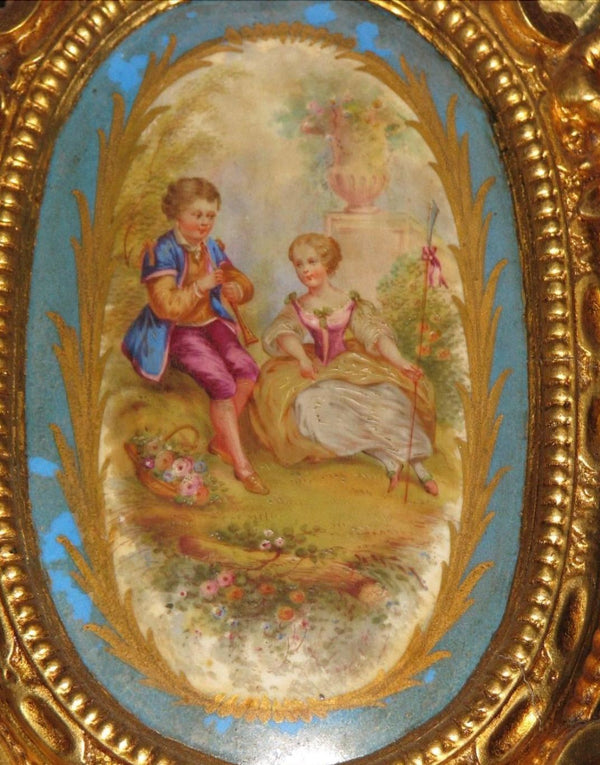 Large French 19th Century Rococo Giltwood Mirror with Sevres Porcelain Plaques