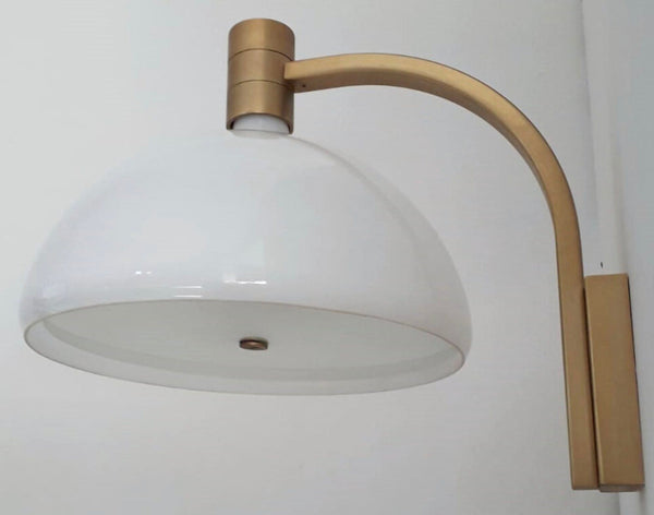 Set of Six Mid-Century Sconces with Opaline White Glass by Sirrah. Italy, 1960's