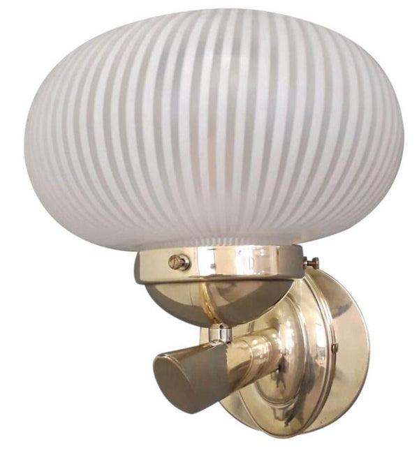 Set of Ten White Ribbed Bowl Murano Sconces by Barovier e Toso. Italy, 1950's