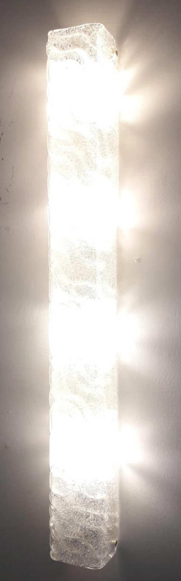 Set of Three Long Rectangular Canale Sconces by Barovier e Toso. Italy, 1960's.