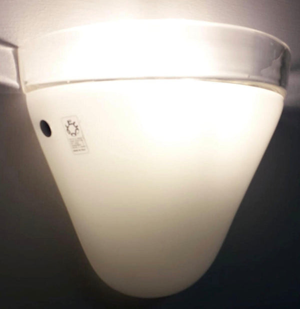 Set of Twelve Milky White Murano Glass Sconces by Leucos. Italy, 1960's.