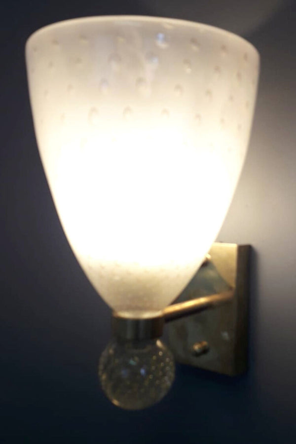 Pair of Bollicine Murano Glass Coppa Sconces. Italy,1970's.