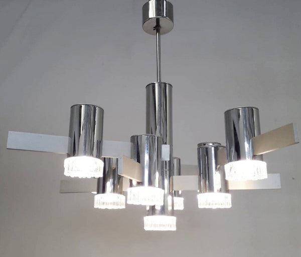 Geometric Chandelier by Gaetano Sciolari, Italy, 1970's.
