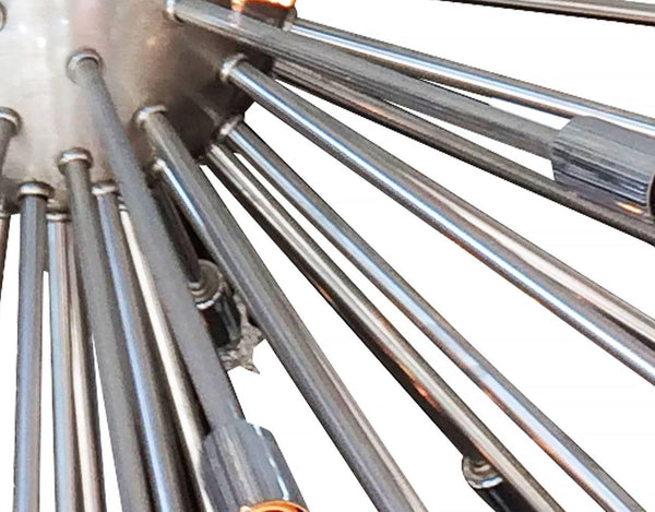 Mid-Century Italian Sputnik Chandelier in Chrome & Brushed Steel, 1970's.