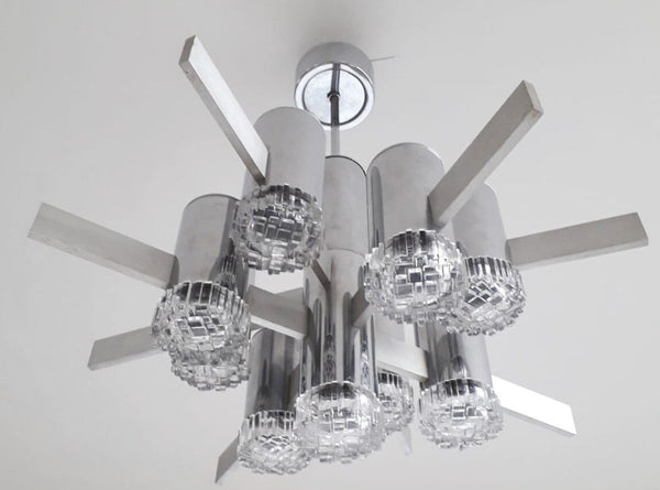 Vintage Italian Chandelier/Pendant by Gaetano Sciolari, Italy, 1970's.