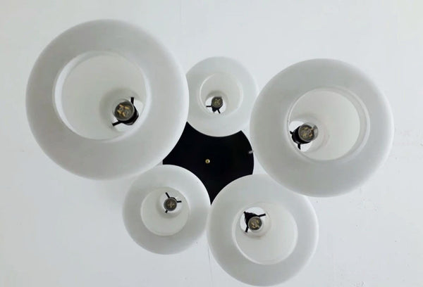 Stilnovo Italian Pendant Flush Mount, 5 Lights, Adjustable, 1960's.