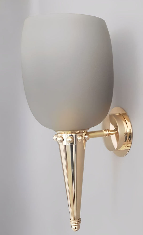 Set of Six Torch Sconces by Barovier e Toso – Gray Murano Glass & Brass, 1950's.